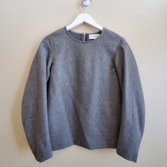 Babaton 1-01 grey 90% Wool 8% Cashmere top with zipper back opening - Picture 6 of 16